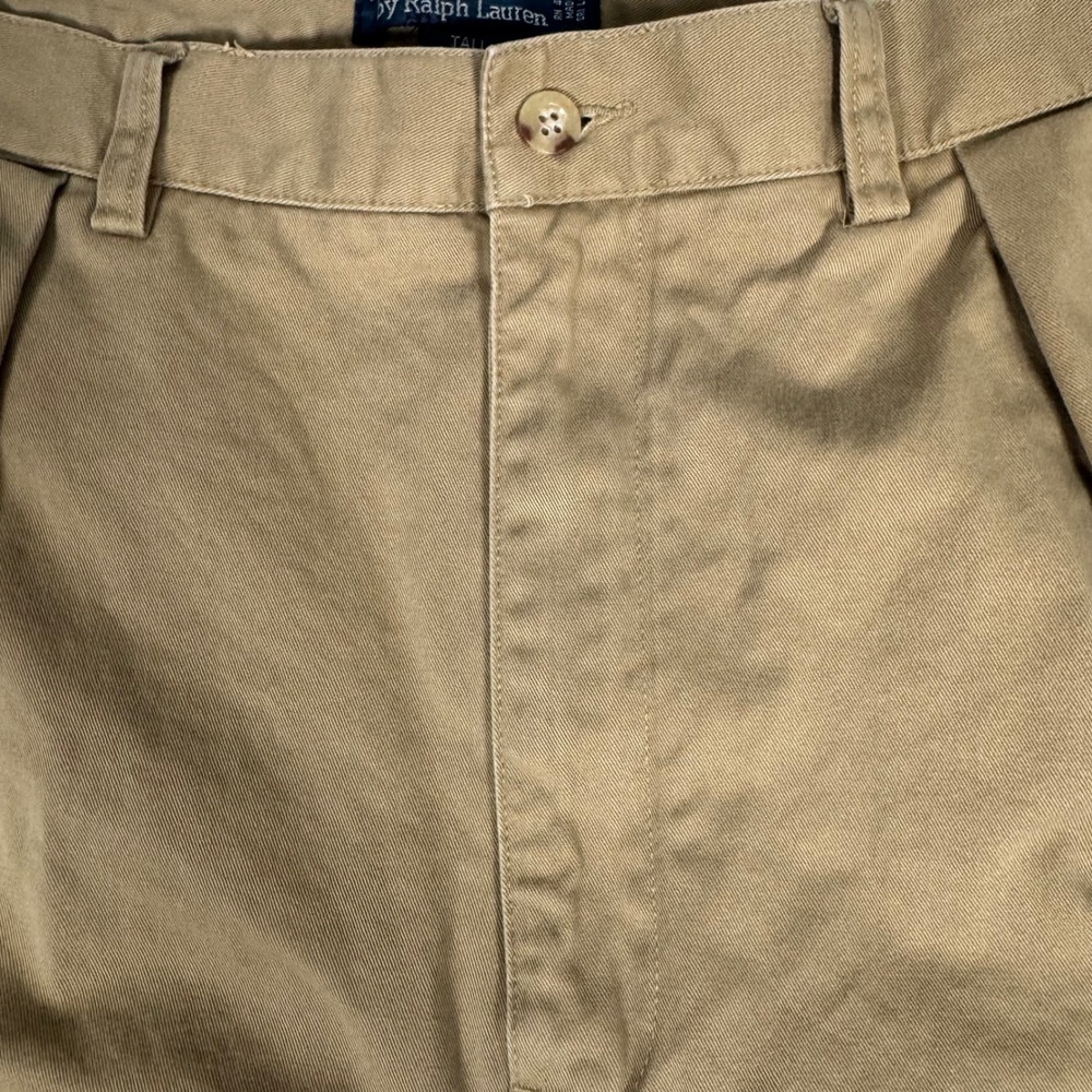 Polo Ralph Lauren Tyler Short Mens 42T Khaki Tan Pleated Cotton Twill Chino Tall - Picture 6 of 12